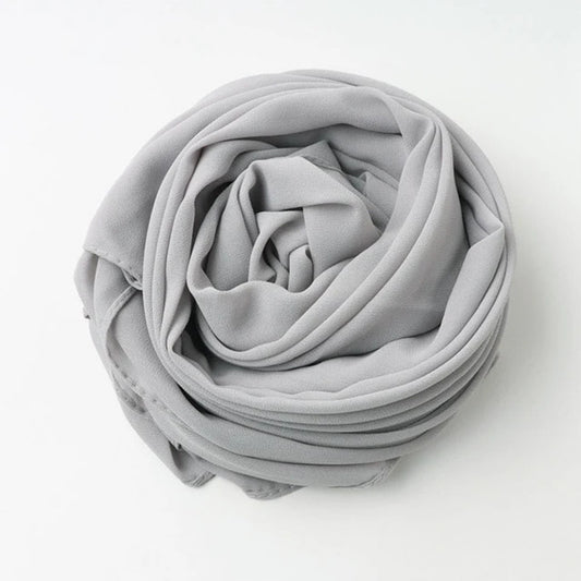 Silver Plain Georgette Chiffon Hijab