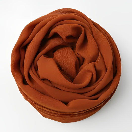 Russet Plain Georgette Chiffon Hijab