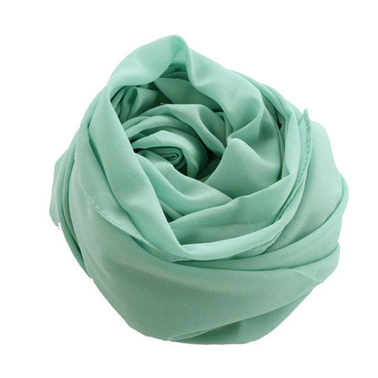 Cyan Opaque Plain Georgette Chiffon Hijab