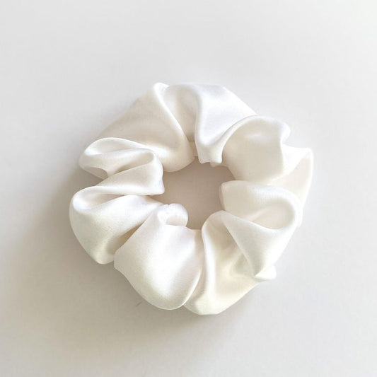 White Silk Hair Scrunchie