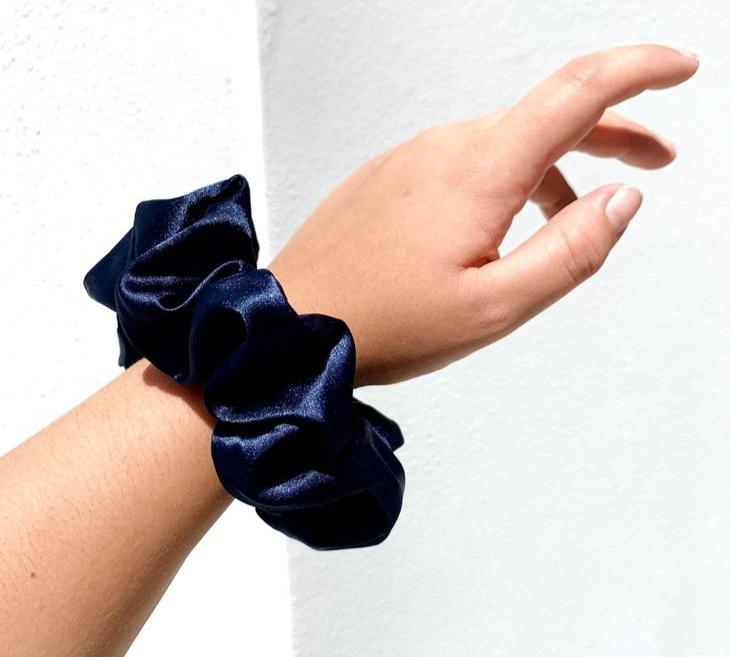 Blue Silk Hair Scrunchie